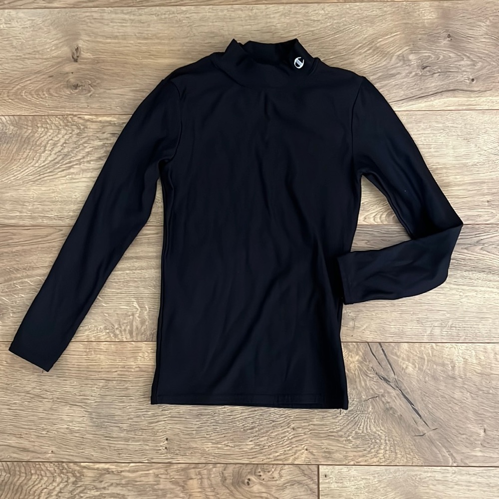 Champion Cold Weather Mock Neck Long Sleeve Shirt Black Size XS